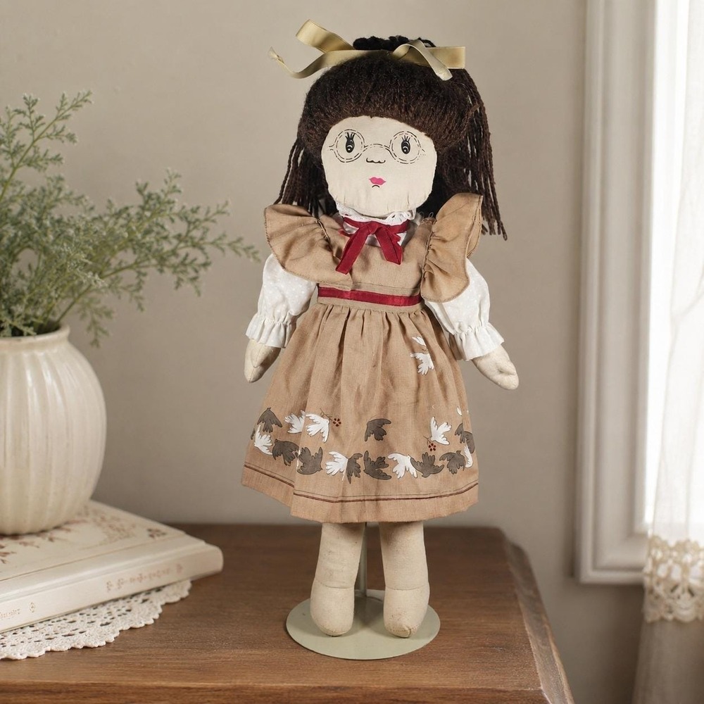 Vintage Handmade Cotton Girl Doll Thailand Folk Art Textile 17 Inch
